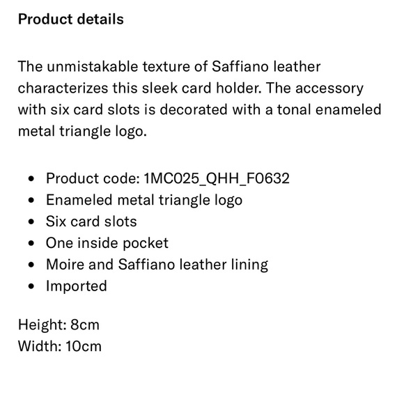 Prada Saffiano Leather Card Holder - Picture 8 of 8